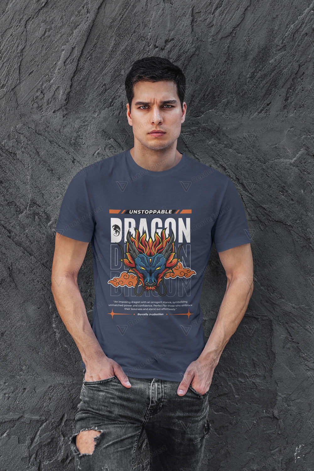 VEnhance Mens T-Shirt Unstoppable Dragon Graphic T-Shirt, Black Cotton, Streetwear Design Round Neck
