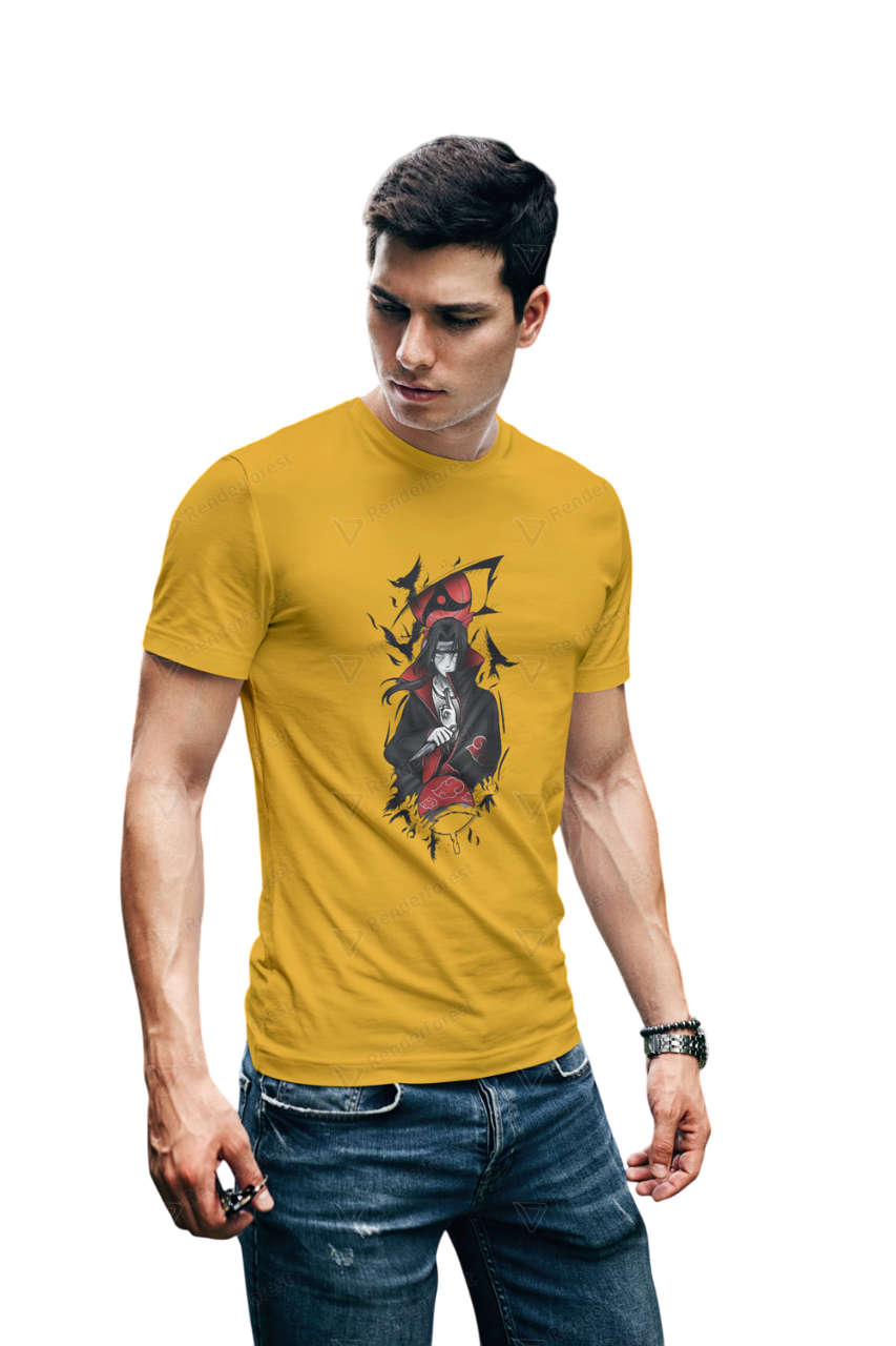 VEnhance T-Shirt Anime Character Graphic, White Cotton, Crow Design, Short Sleeve