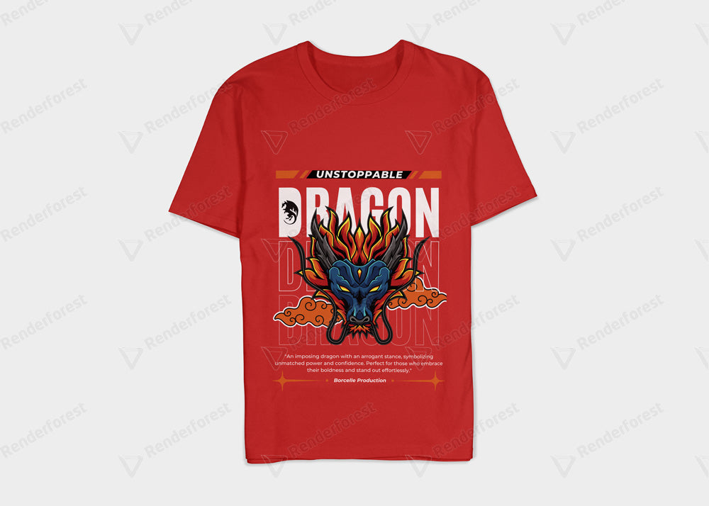 VEnhance Mens T-Shirt Unstoppable Dragon Graphic T-Shirt, Black Cotton, Streetwear Design Round Neck