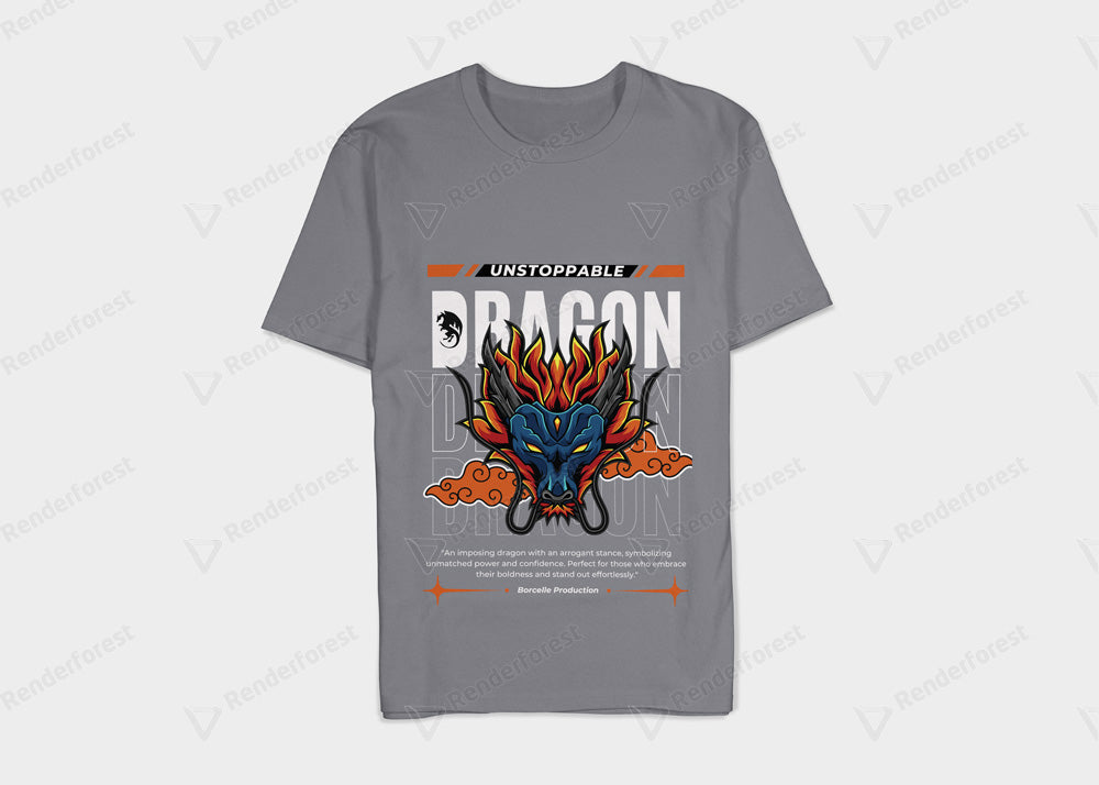 VEnhance Mens T-Shirt Unstoppable Dragon Graphic T-Shirt, Black Cotton, Streetwear Design Round Neck