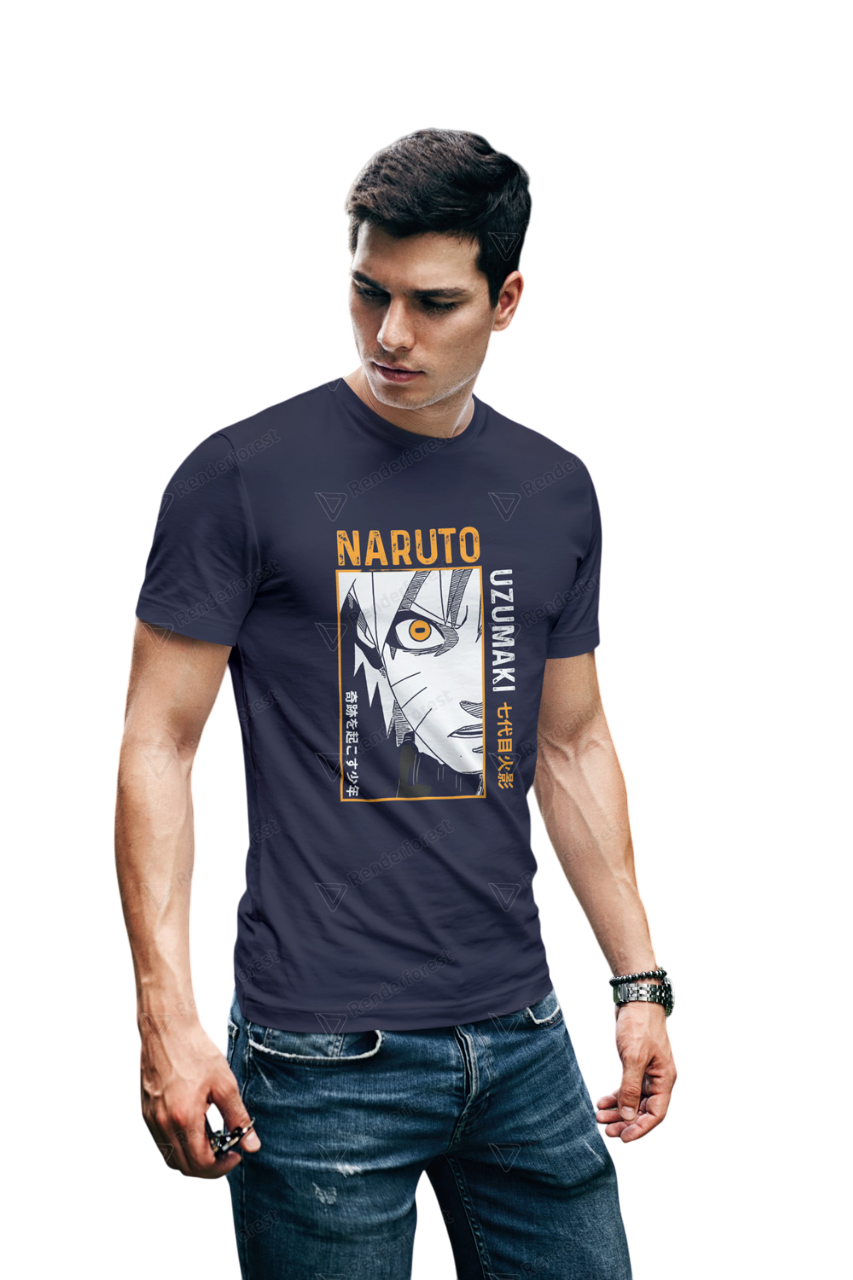 VEnhance Naruto Uzumaki Anime Character Graphic T-Shirt, Black, Cotton, Japanese Manga Design