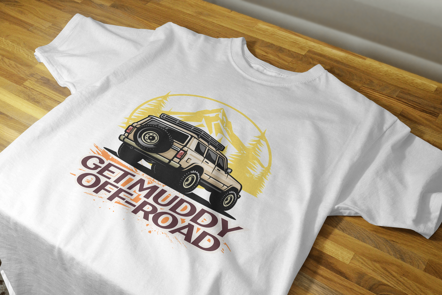 VEnhance Mens T-Shirt Get Muddy Off-Road Graphic T-Shirt, Black Cotton, Adventure 4x4 Design
