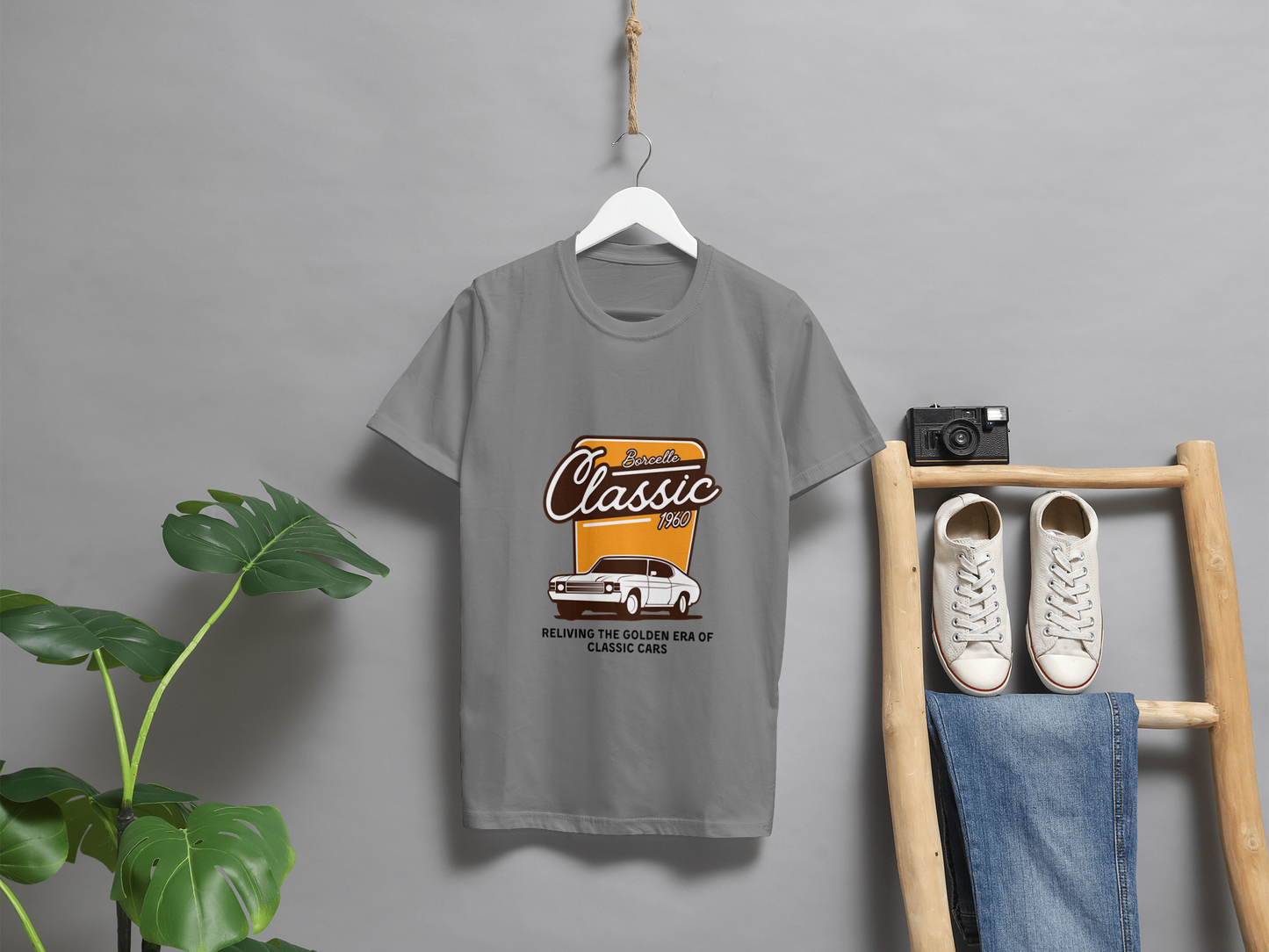 VEnhnace T-Shirt Classic Car,Cotton, Retro 1960 Design, Short Sleeve