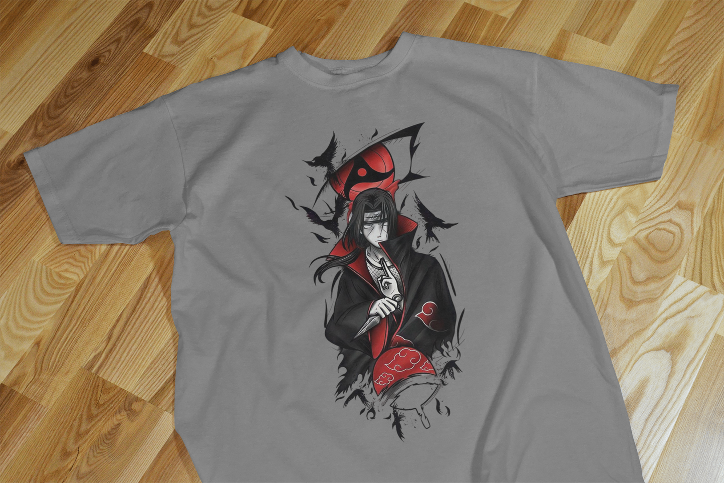 VEnhance T-Shirt Anime Character Graphic, White Cotton, Crow Design, Short Sleeve