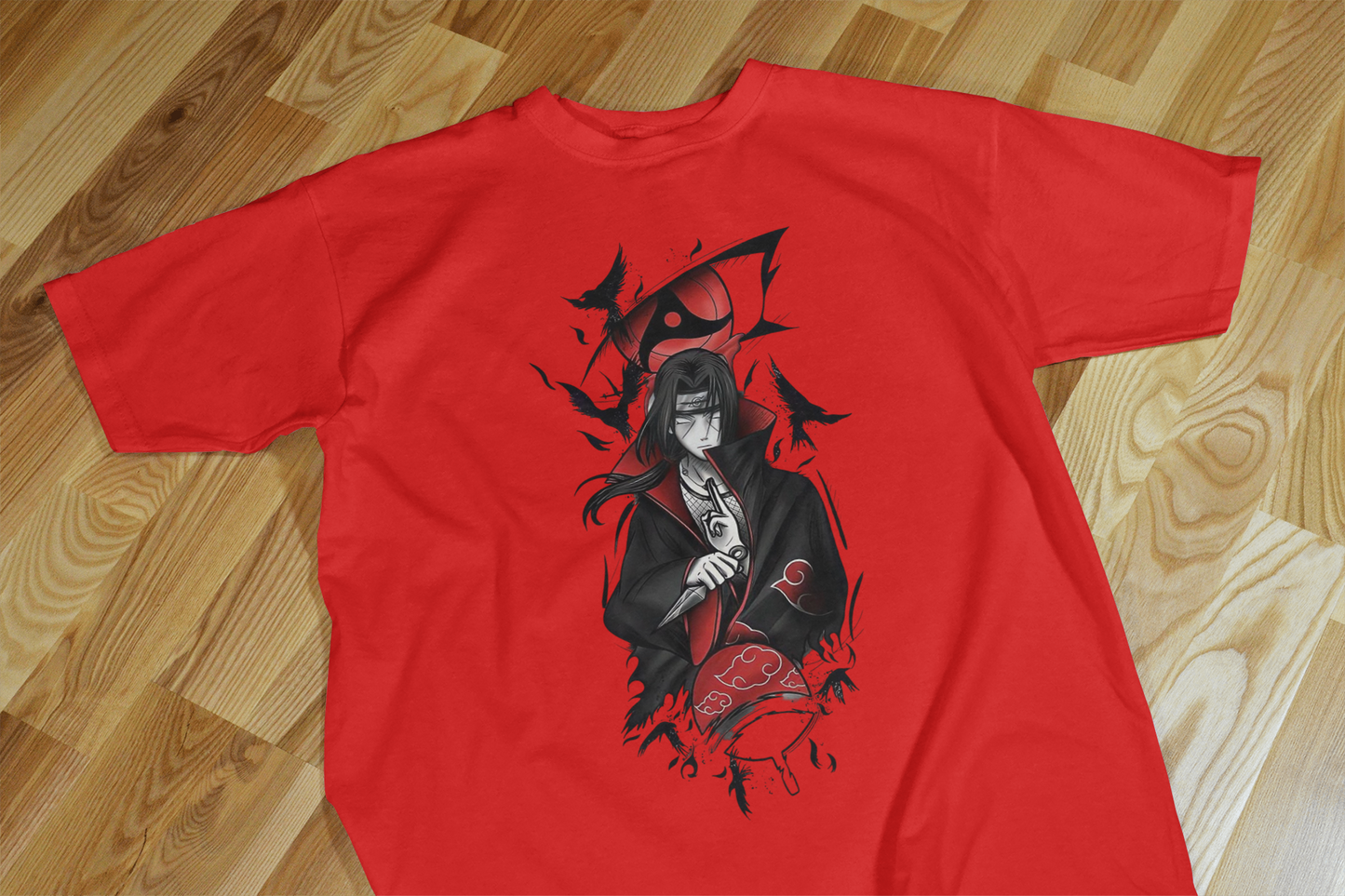 VEnhance T-Shirt Anime Character Graphic, White Cotton, Crow Design, Short Sleeve