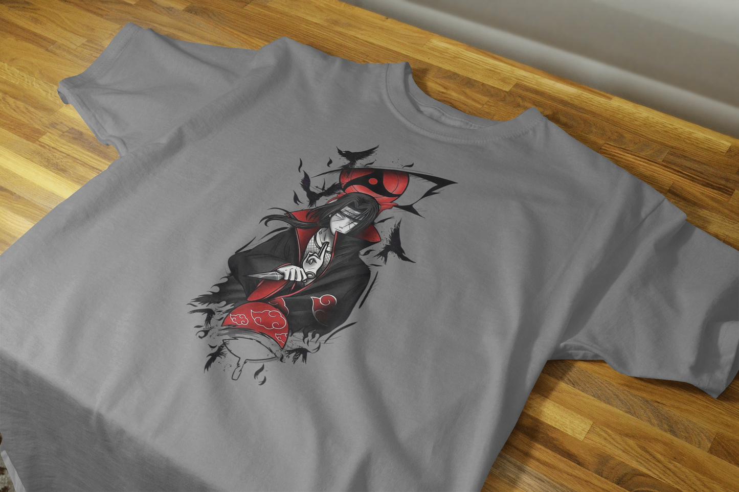 VEnhance T-Shirt Anime Character Graphic, White Cotton, Crow Design, Short Sleeve