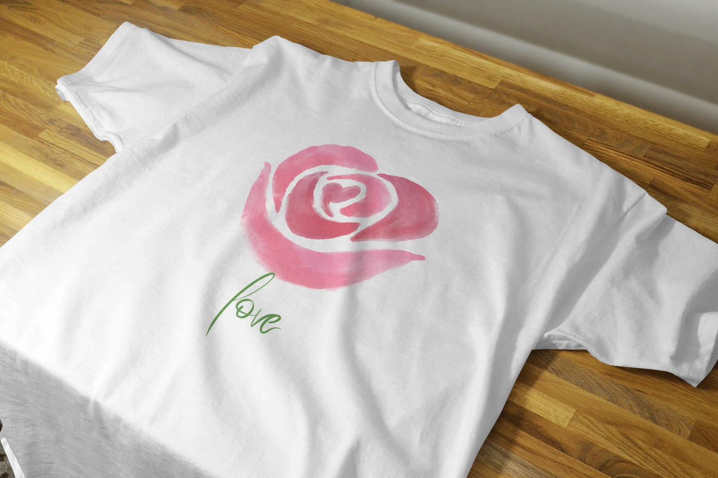 VEnhance Women's Watercolour Rose Print T-Shirt