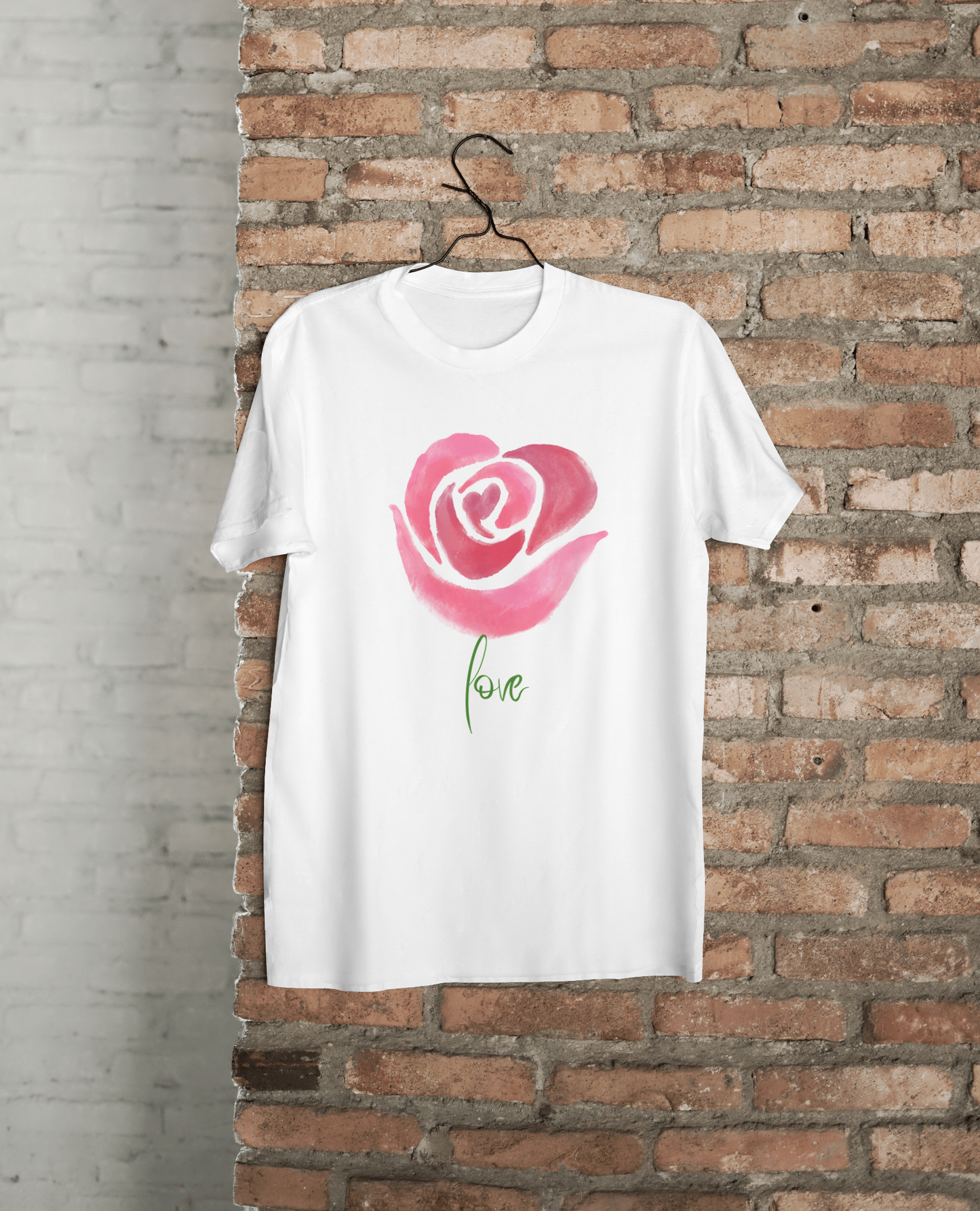 VEnhance Women's Watercolour Rose Print T-Shirt