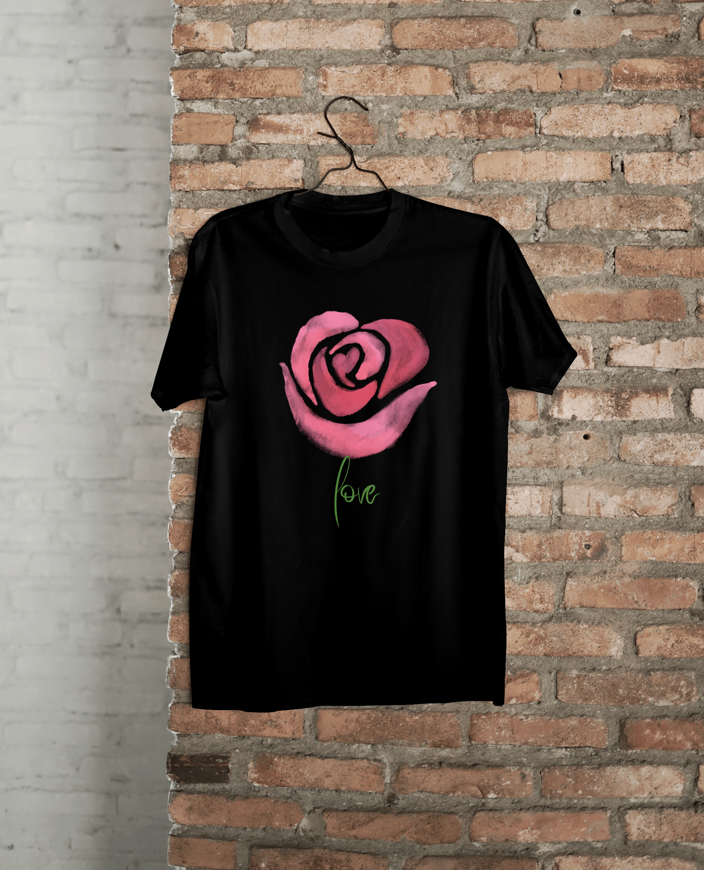 VEnhance Women's Watercolour Rose Print T-Shirt