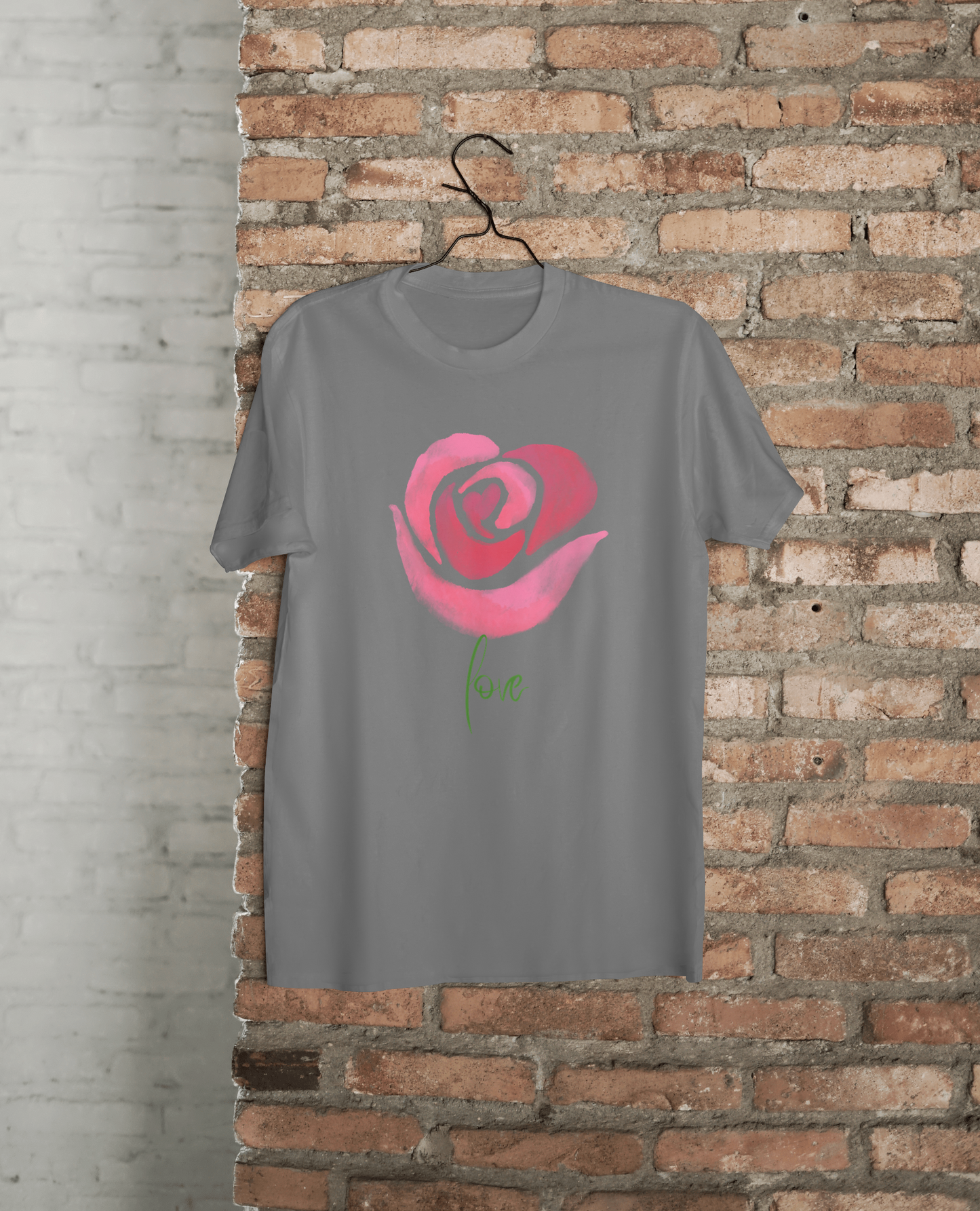 VEnhance Women's Watercolour Rose Print T-Shirt