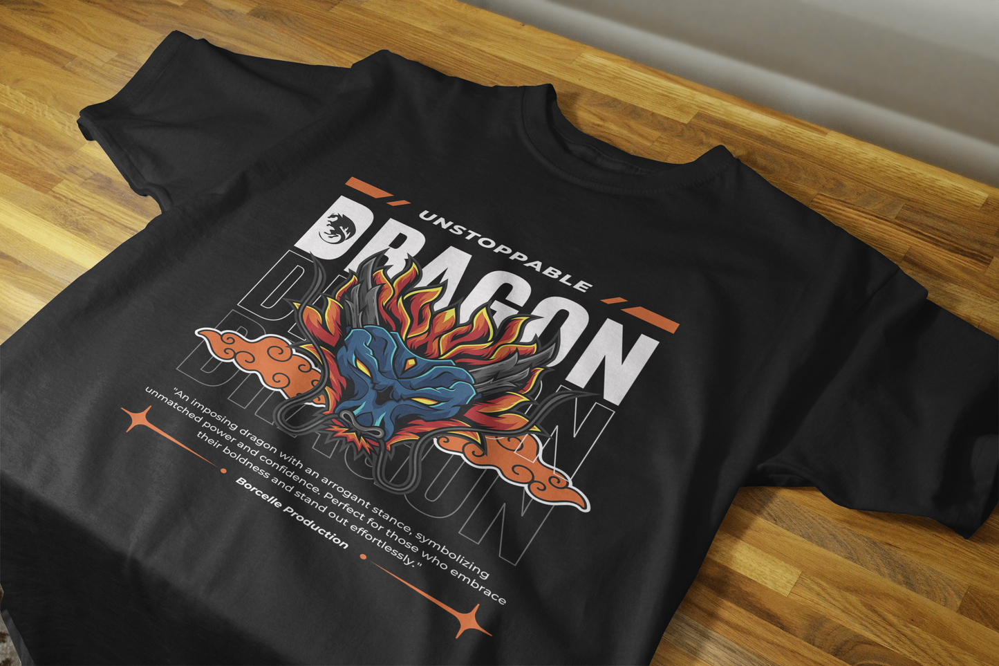 VEnhance Mens T-Shirt Unstoppable Dragon Graphic T-Shirt, Black Cotton, Streetwear Design Round Neck