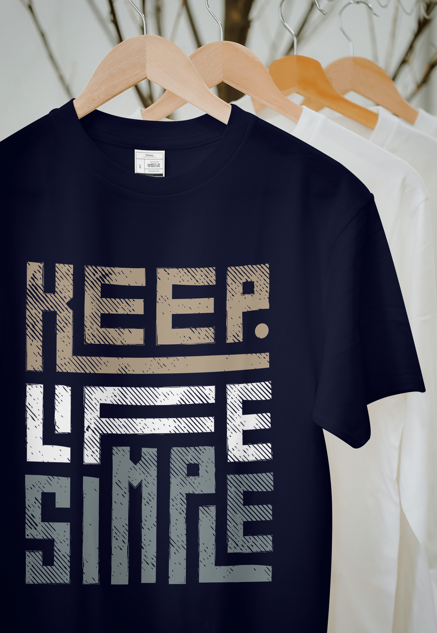 VEnhance Men's T-Shirt, Black Cotton, Graphic Print Design