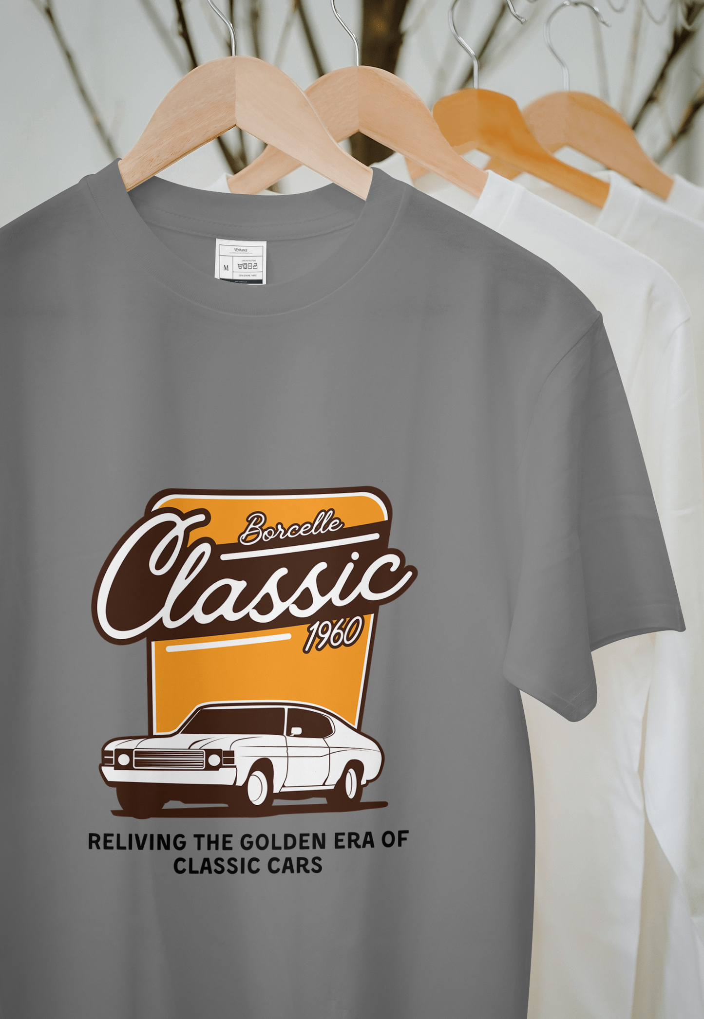 VEnhnace T-Shirt Classic Car,Cotton, Retro 1960 Design, Short Sleeve