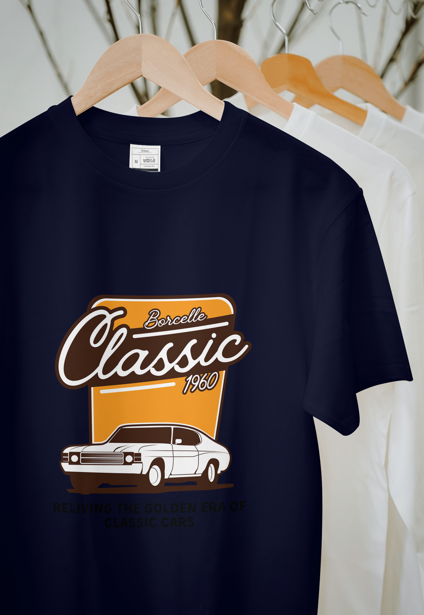VEnhnace T-Shirt Classic Car,Cotton, Retro 1960 Design, Short Sleeve