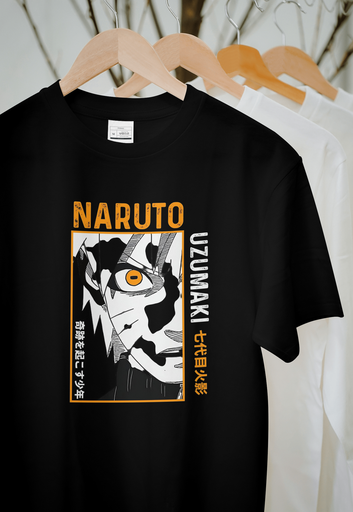 VEnhance Naruto Uzumaki Anime Character Graphic T-Shirt, Black, Cotton, Japanese Manga Design