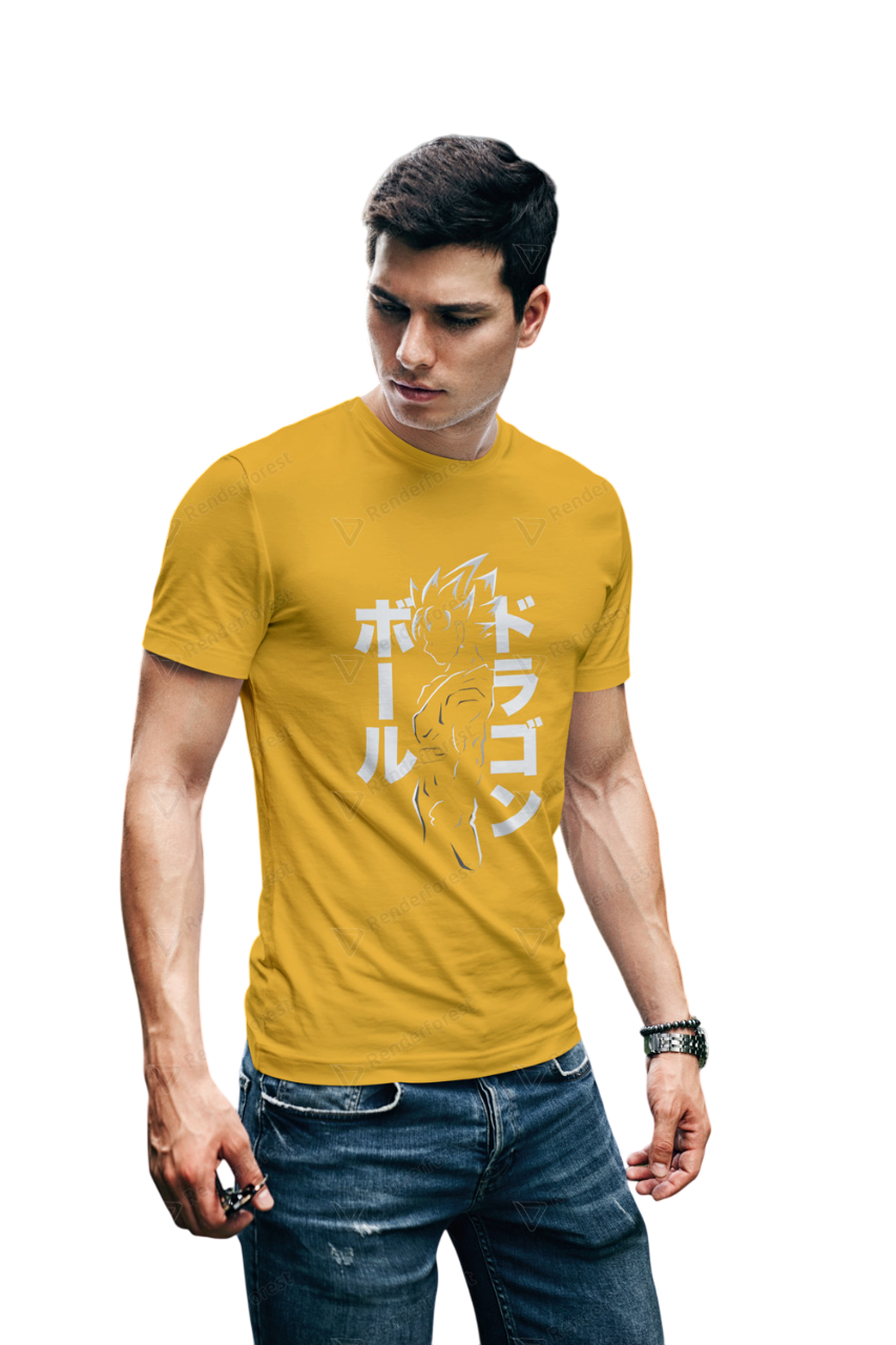 VEnhance T-Shirt Anime Dragon Ball Graphic, Japanese Text Design, Navy Blue, Cotton
