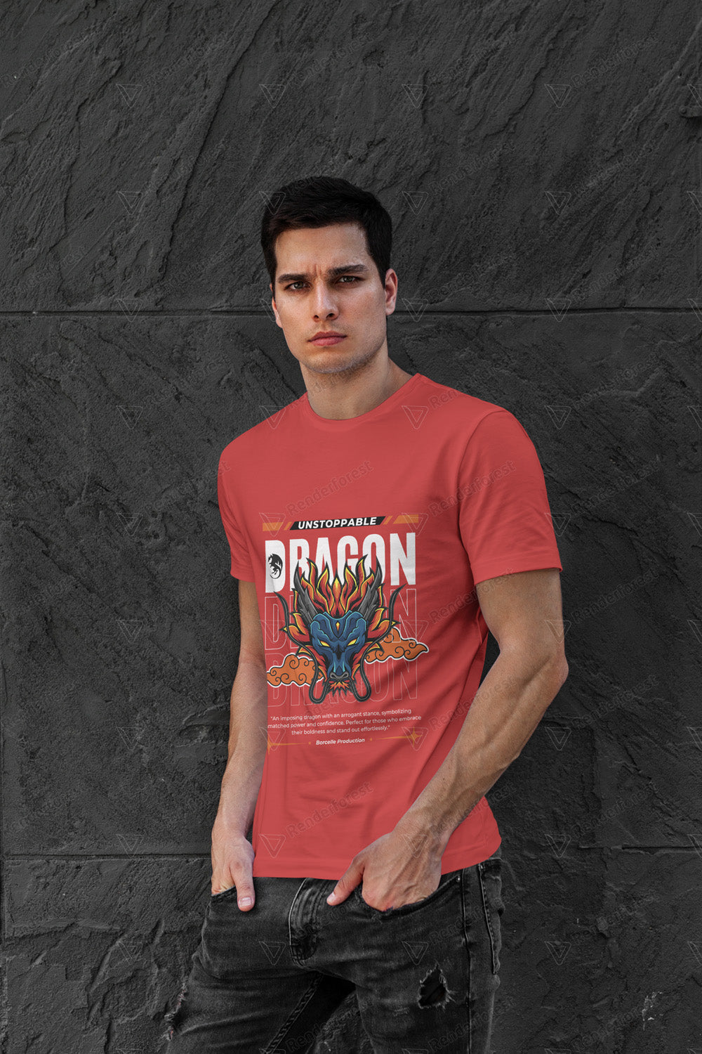 VEnhance Mens T-Shirt Unstoppable Dragon Graphic T-Shirt, Black Cotton, Streetwear Design Round Neck