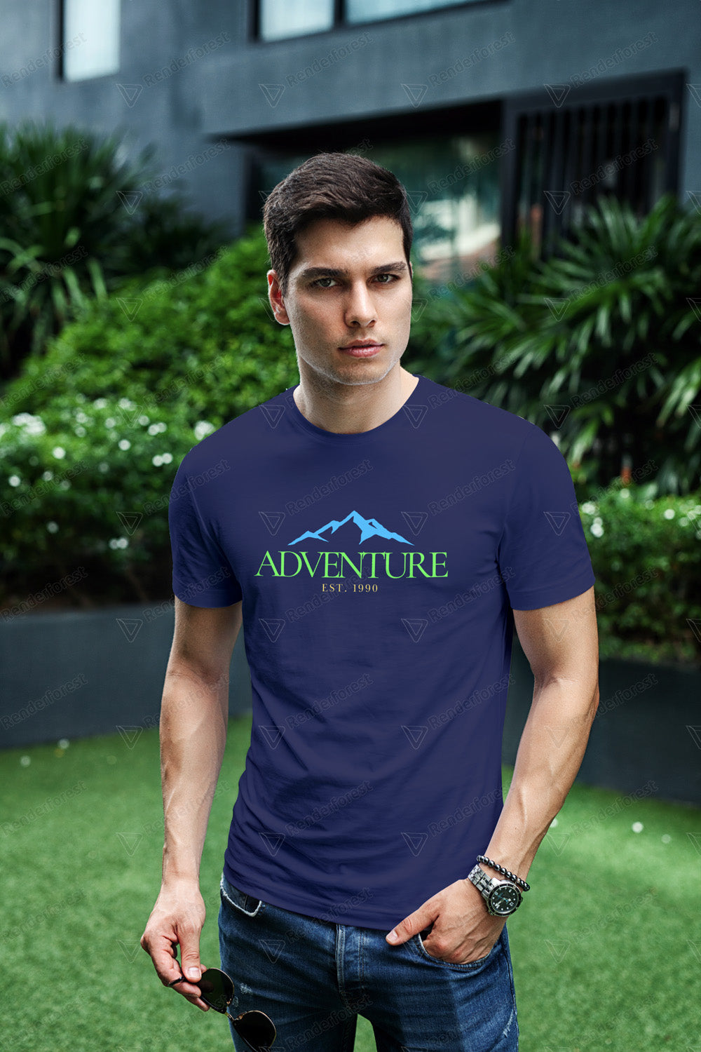 VEnhance Mens T-Shirt Adventure Mountain Graphic T-Shirt, Cotton, Black, Est 1990 Design