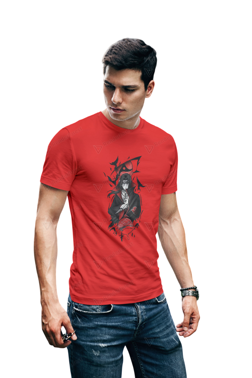 VEnhance T-Shirt Anime Character Graphic, White Cotton, Crow Design, Short Sleeve