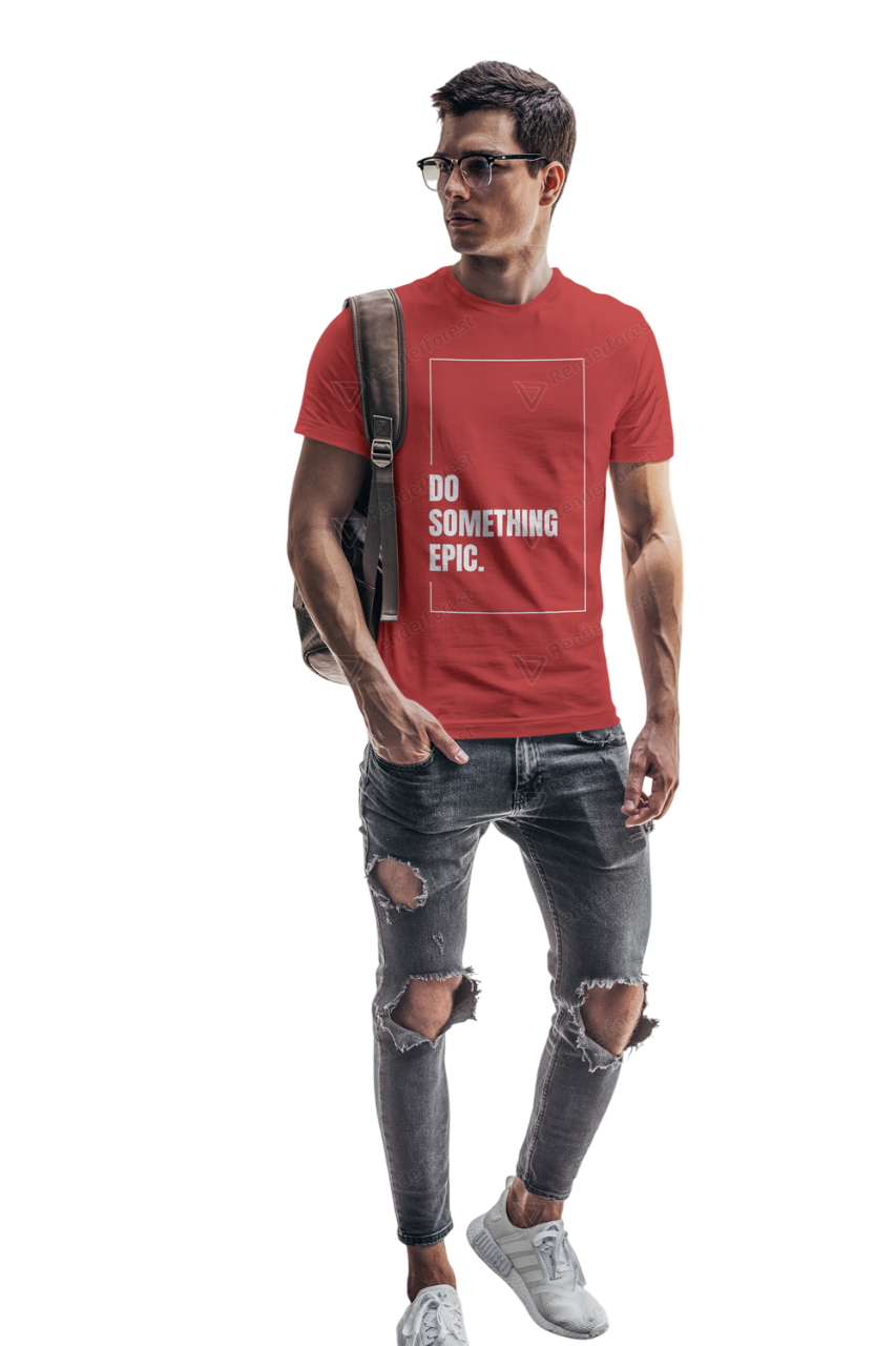 VEnhance Mens T-Shirt Motivational Graphic T-Shirt, Do Something Epic Print, Black, Cotton, Short Sleeve