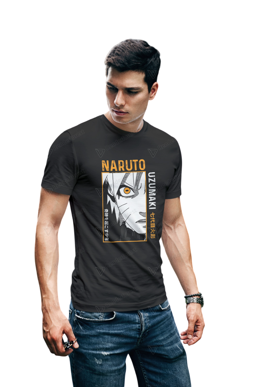 VEnhance Naruto Uzumaki Anime Character Graphic T-Shirt, Black, Cotton, Japanese Manga Design