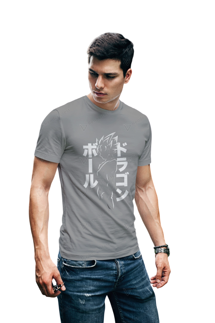 VEnhance T-Shirt Anime Dragon Ball Graphic, Japanese Text Design, Navy Blue, Cotton
