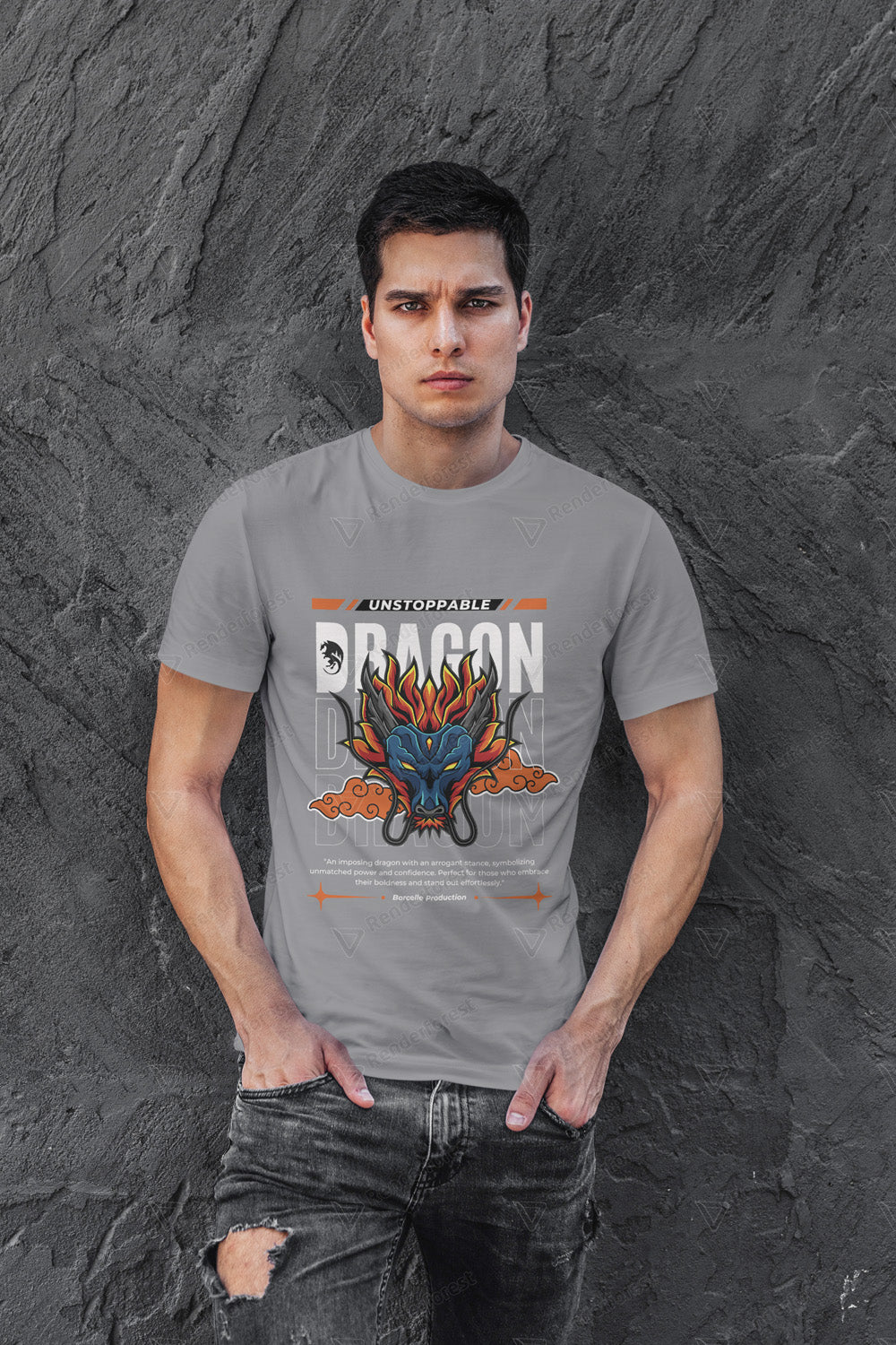 VEnhance Mens T-Shirt Unstoppable Dragon Graphic T-Shirt, Black Cotton, Streetwear Design Round Neck