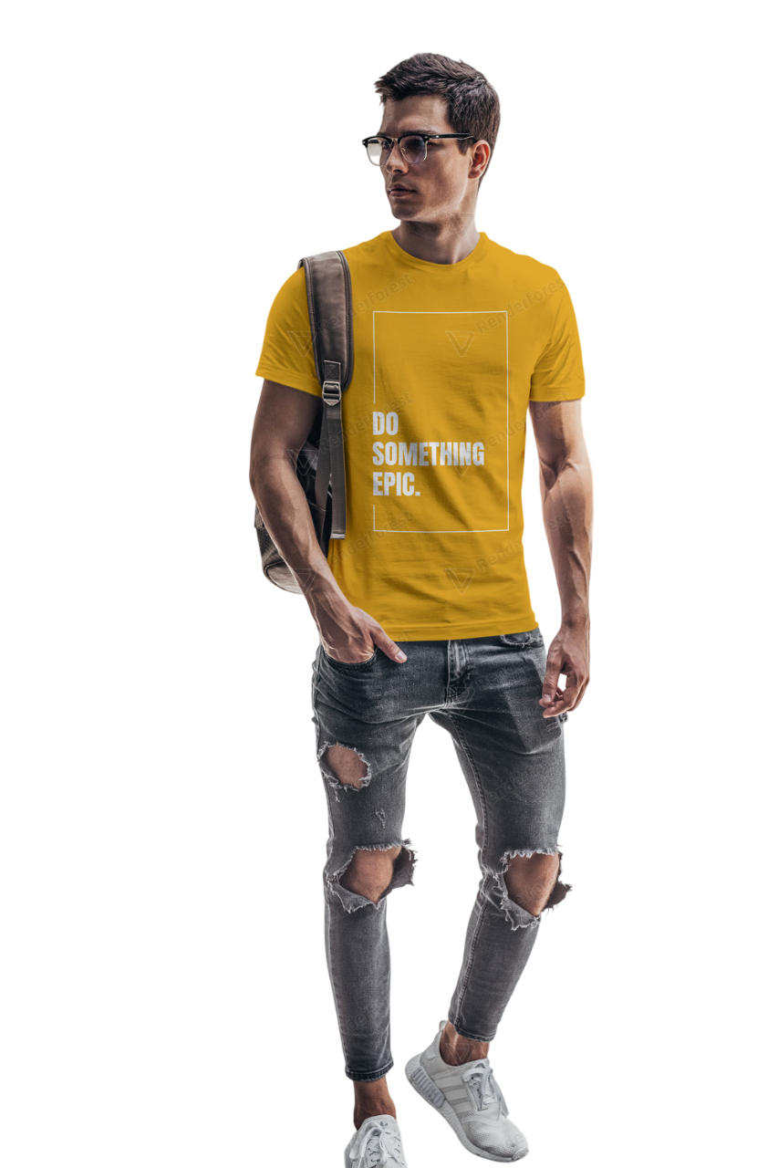 VEnhance Mens T-Shirt Motivational Graphic T-Shirt, Do Something Epic Print, Black, Cotton, Short Sleeve
