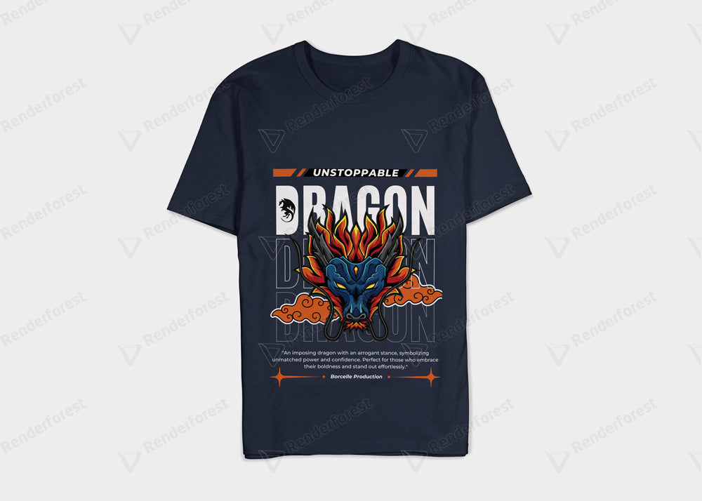 VEnhance Mens T-Shirt Unstoppable Dragon Graphic T-Shirt, Black Cotton, Streetwear Design Round Neck