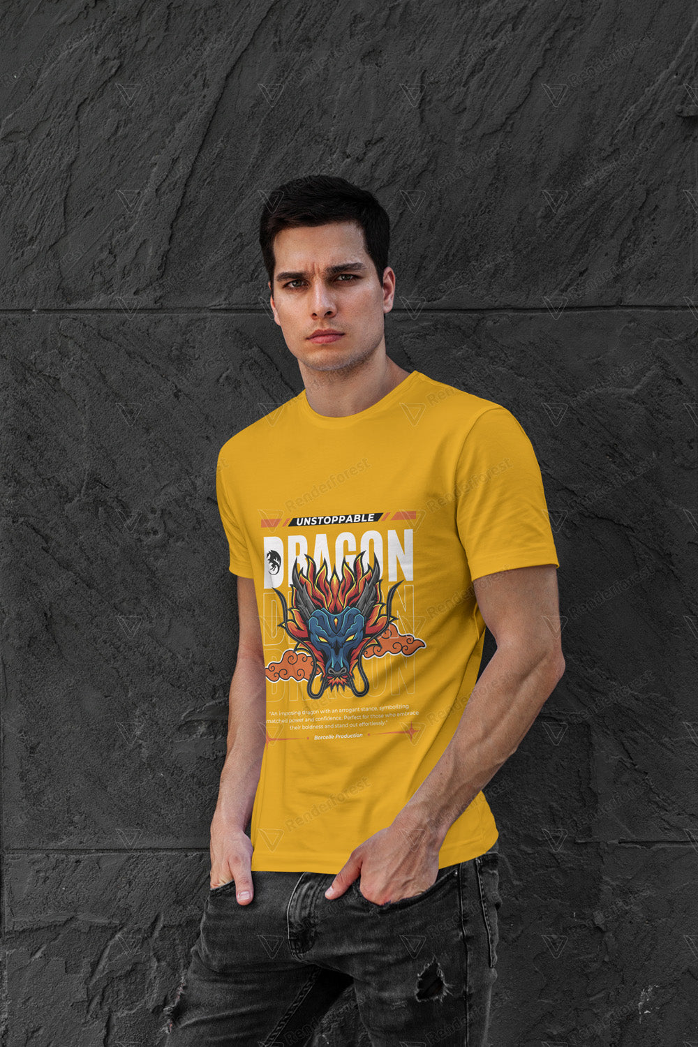 VEnhance Mens T-Shirt Unstoppable Dragon Graphic T-Shirt, Black Cotton, Streetwear Design Round Neck