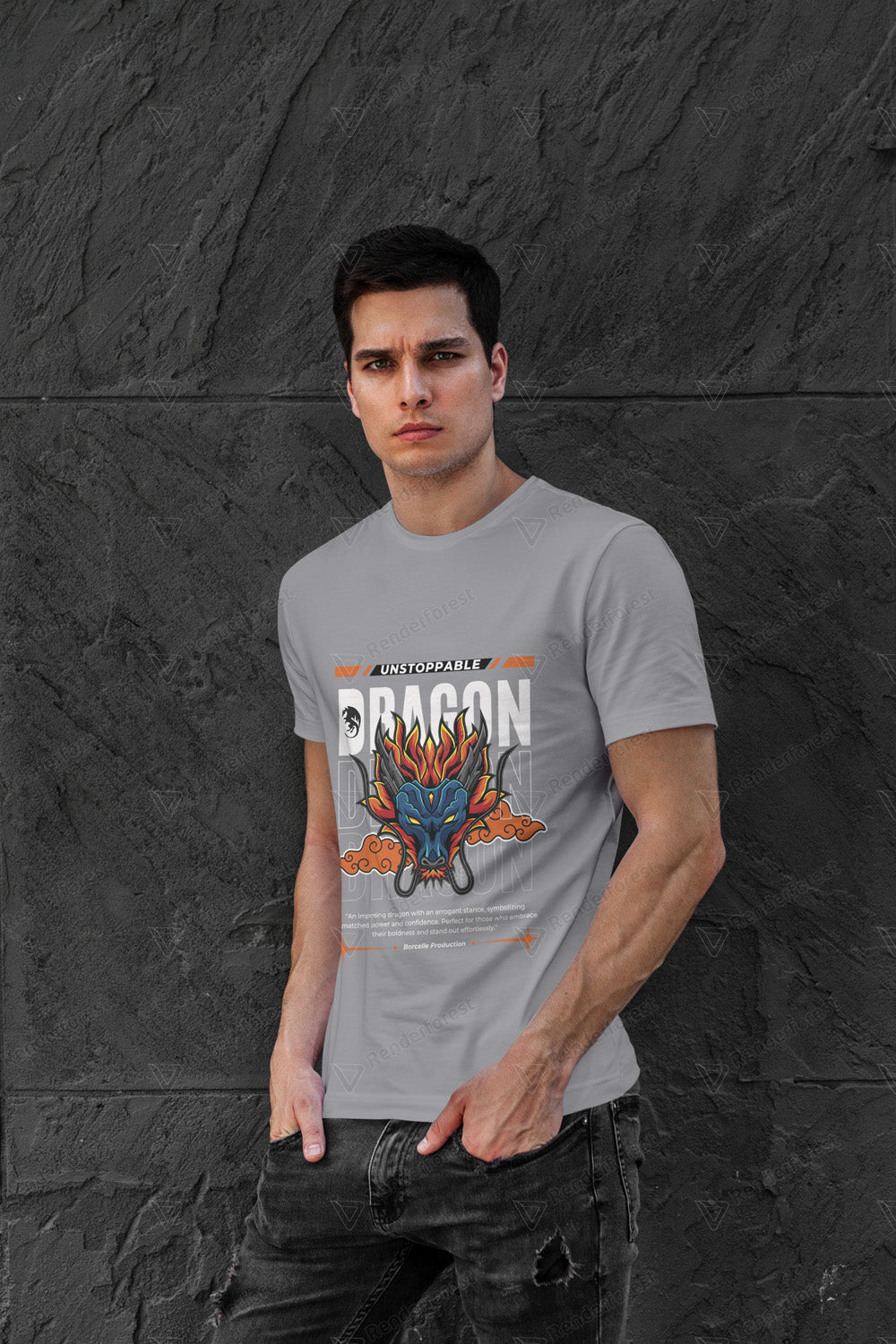 VEnhance Mens T-Shirt Unstoppable Dragon Graphic T-Shirt, Black Cotton, Streetwear Design Round Neck