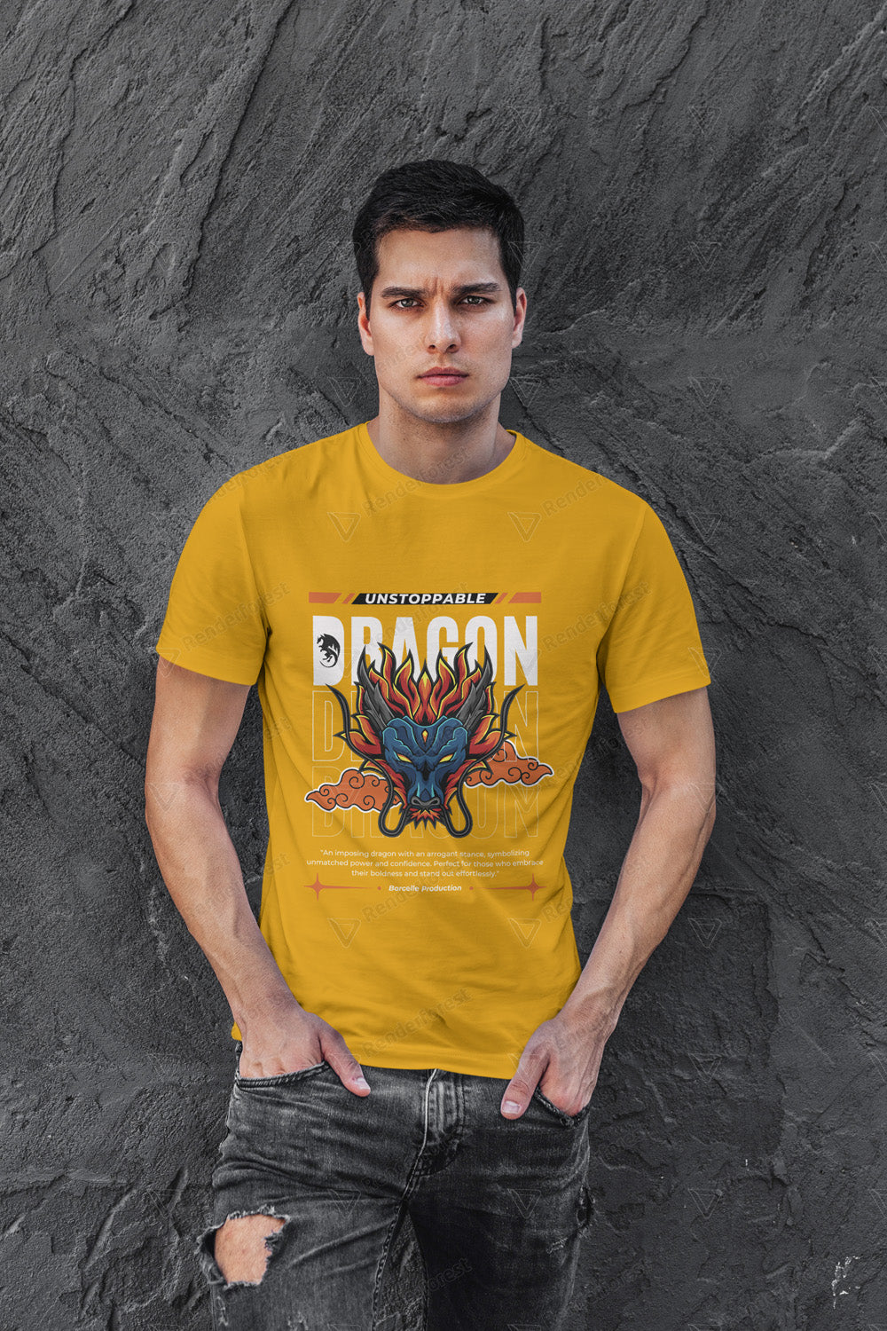 VEnhance Mens T-Shirt Unstoppable Dragon Graphic T-Shirt, Black Cotton, Streetwear Design Round Neck