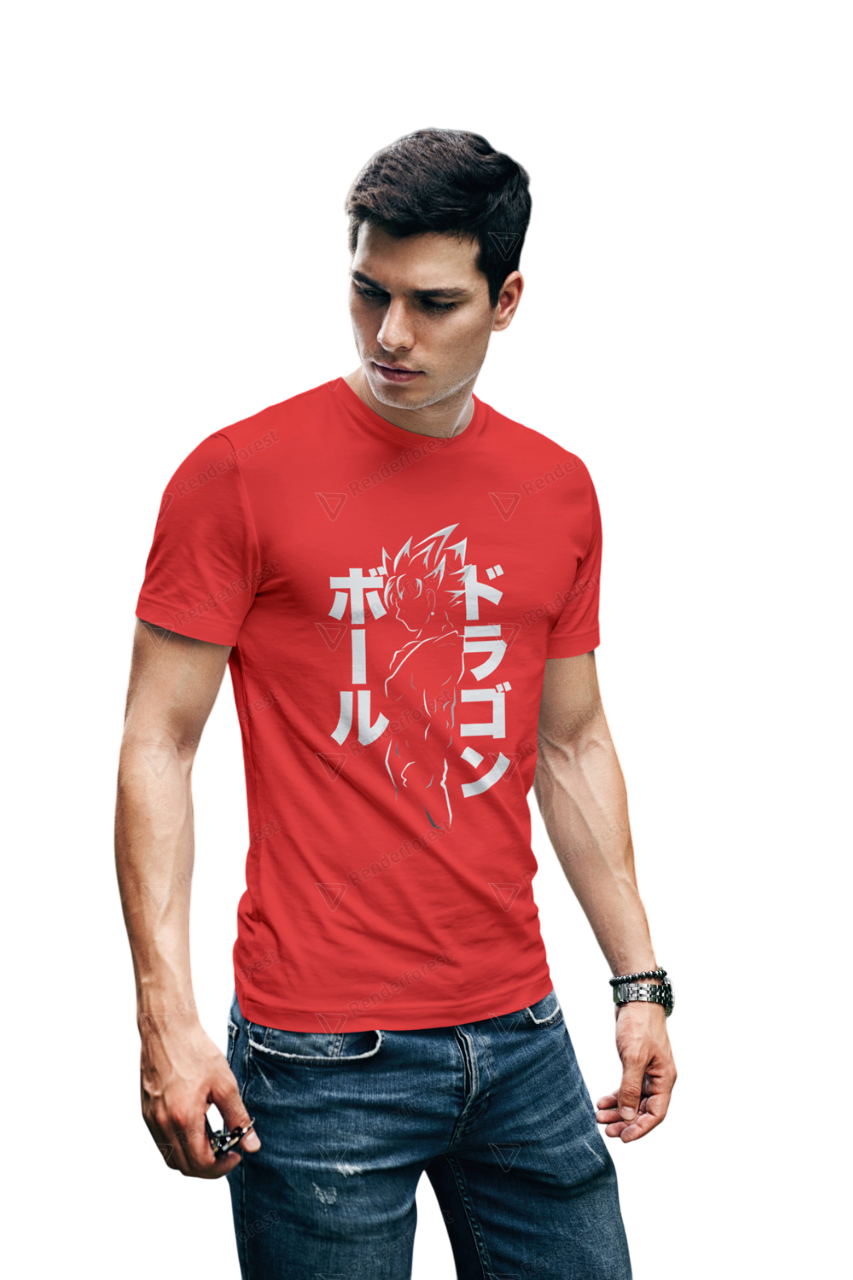 VEnhance T-Shirt Anime Dragon Ball Graphic, Japanese Text Design, Navy Blue, Cotton