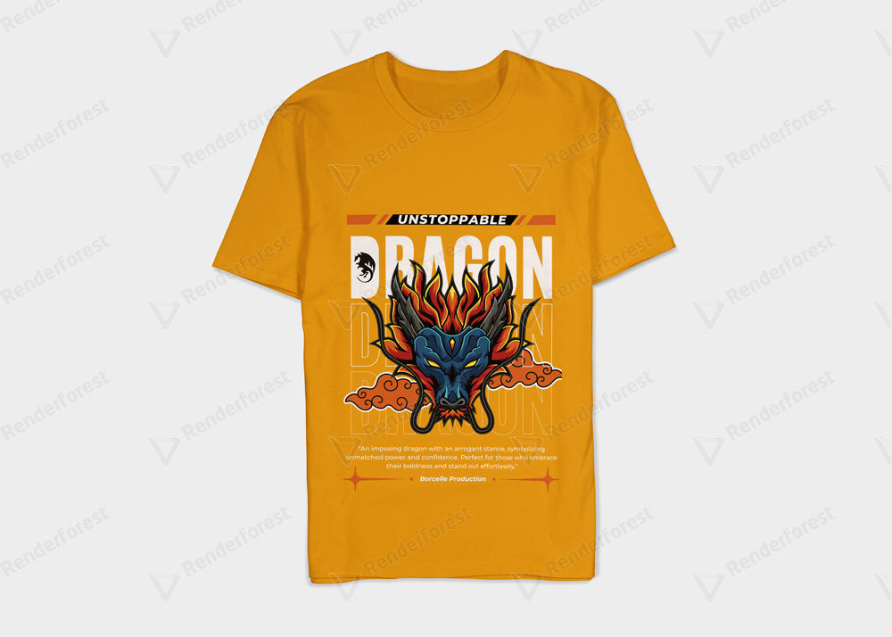 VEnhance Mens T-Shirt Unstoppable Dragon Graphic T-Shirt, Black Cotton, Streetwear Design Round Neck