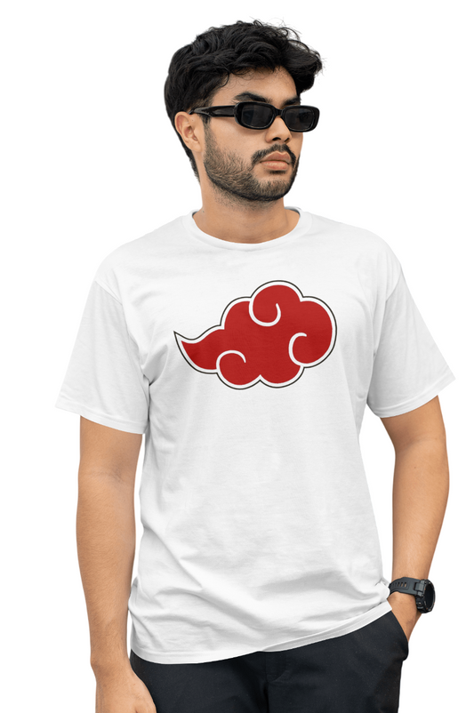 VEnhance T-Shirt Anime Cloud Design, White Cotton, Casual Graphic Print