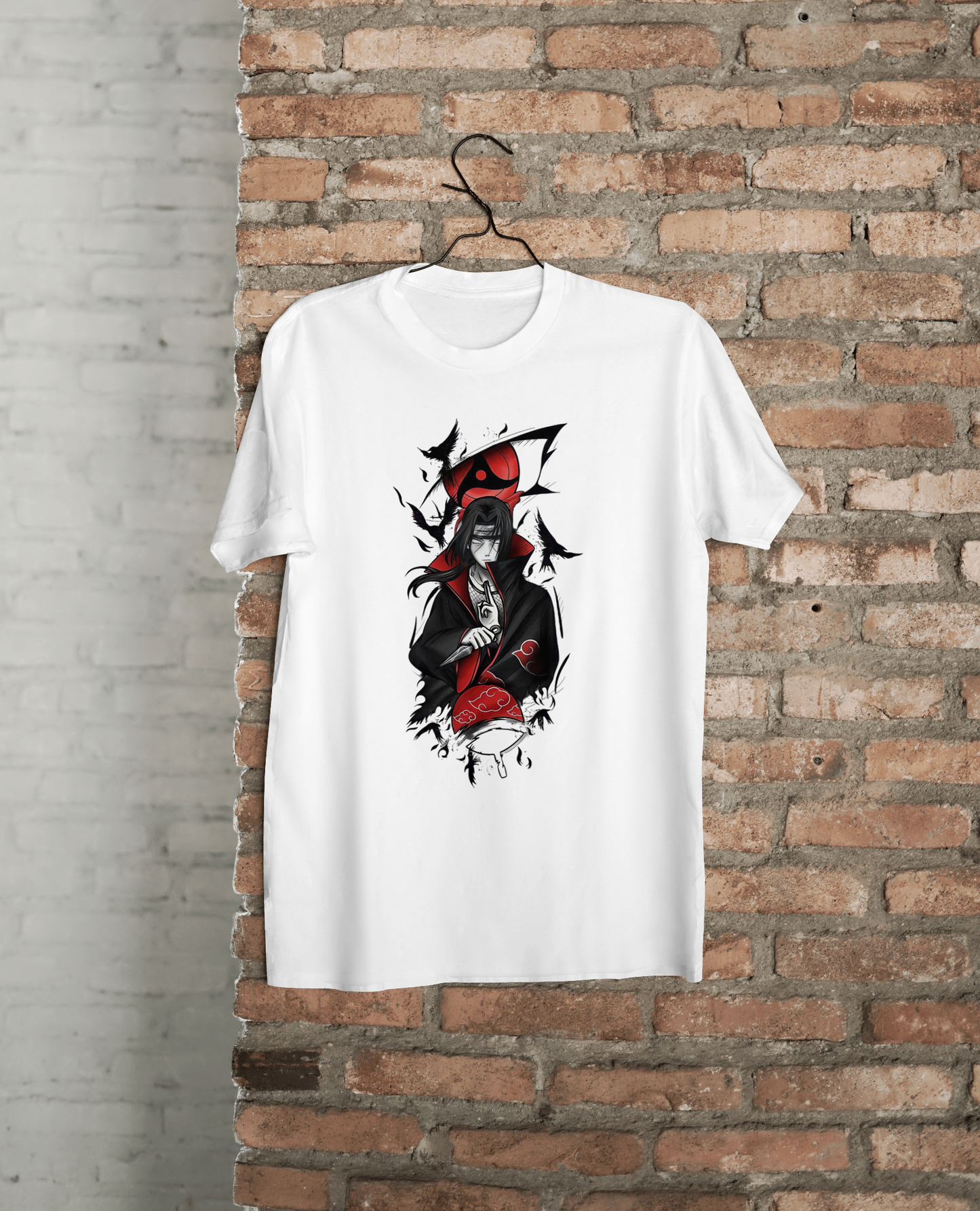 VEnhance T-Shirt Anime Character Graphic, White Cotton, Crow Design, Short Sleeve