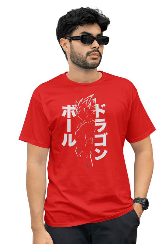 VEnhance T-Shirt Anime Dragon Ball Graphic, Japanese Text Design, Navy Blue, Cotton