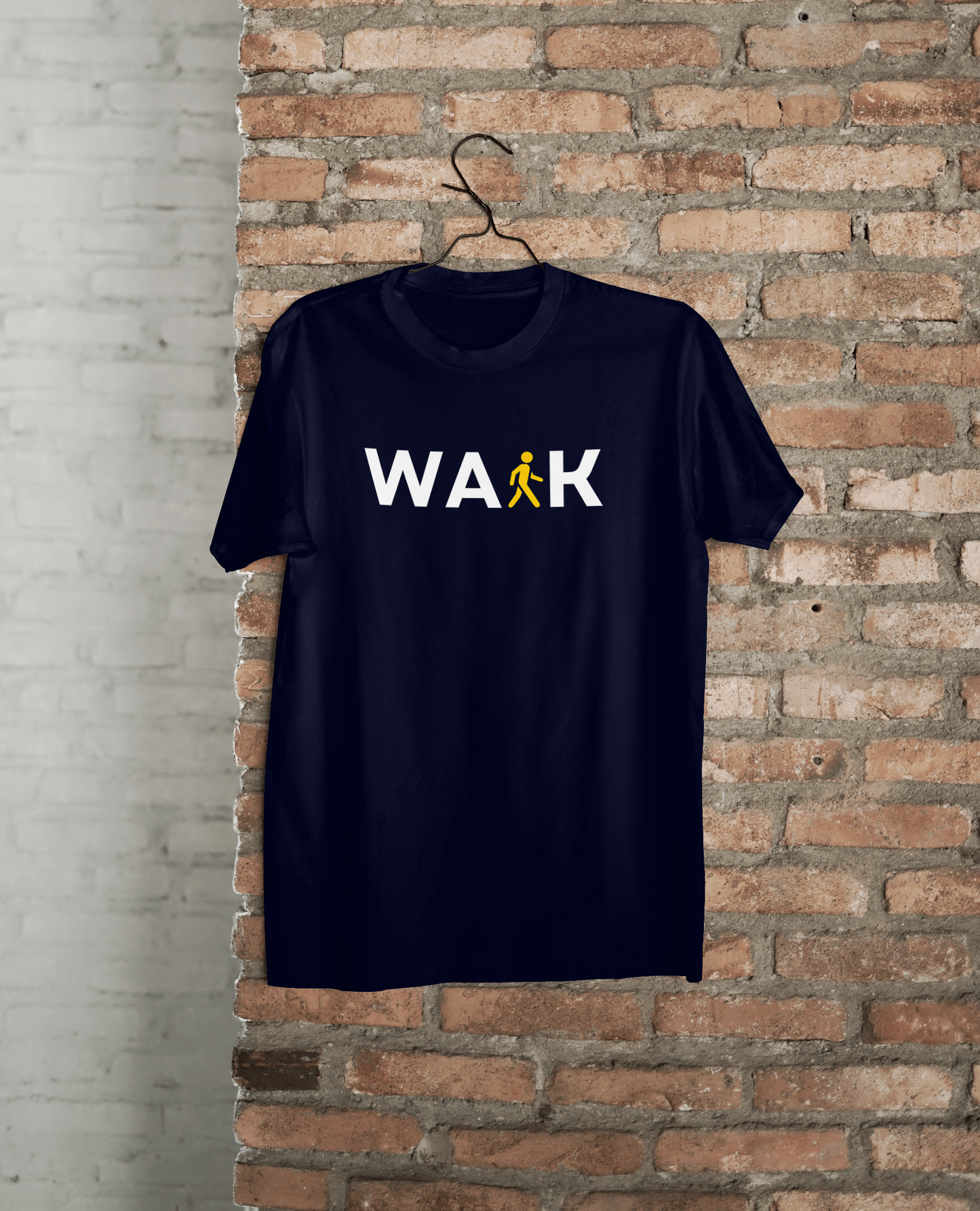 VEnhance T-Shirt Walk Graphic Print, Navy Blue, Cotton, Round Neck, Short Sleeve
