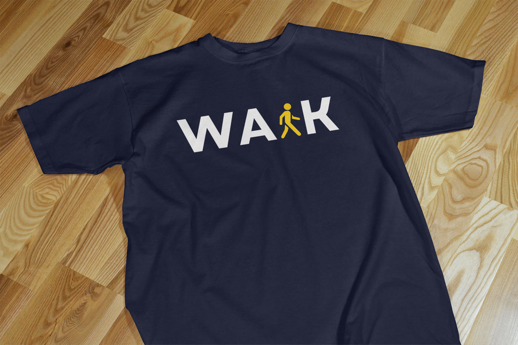 VEnhance T-Shirt Walk Graphic Print, Navy Blue, Cotton, Round Neck, Short Sleeve