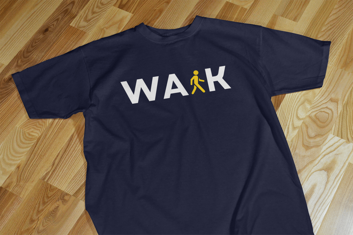VEnhance T-Shirt Walk Graphic Print, Navy Blue, Cotton, Round Neck, Short Sleeve
