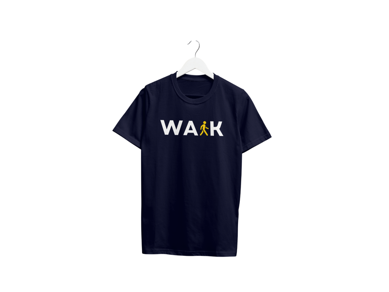 VEnhance T-Shirt Walk Graphic Print, Navy Blue, Cotton, Round Neck, Short Sleeve
