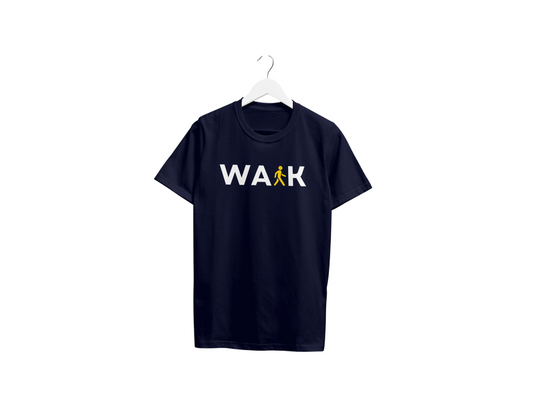 VEnhance T-Shirt Walk Graphic Print, Navy Blue, Cotton, Round Neck, Short Sleeve