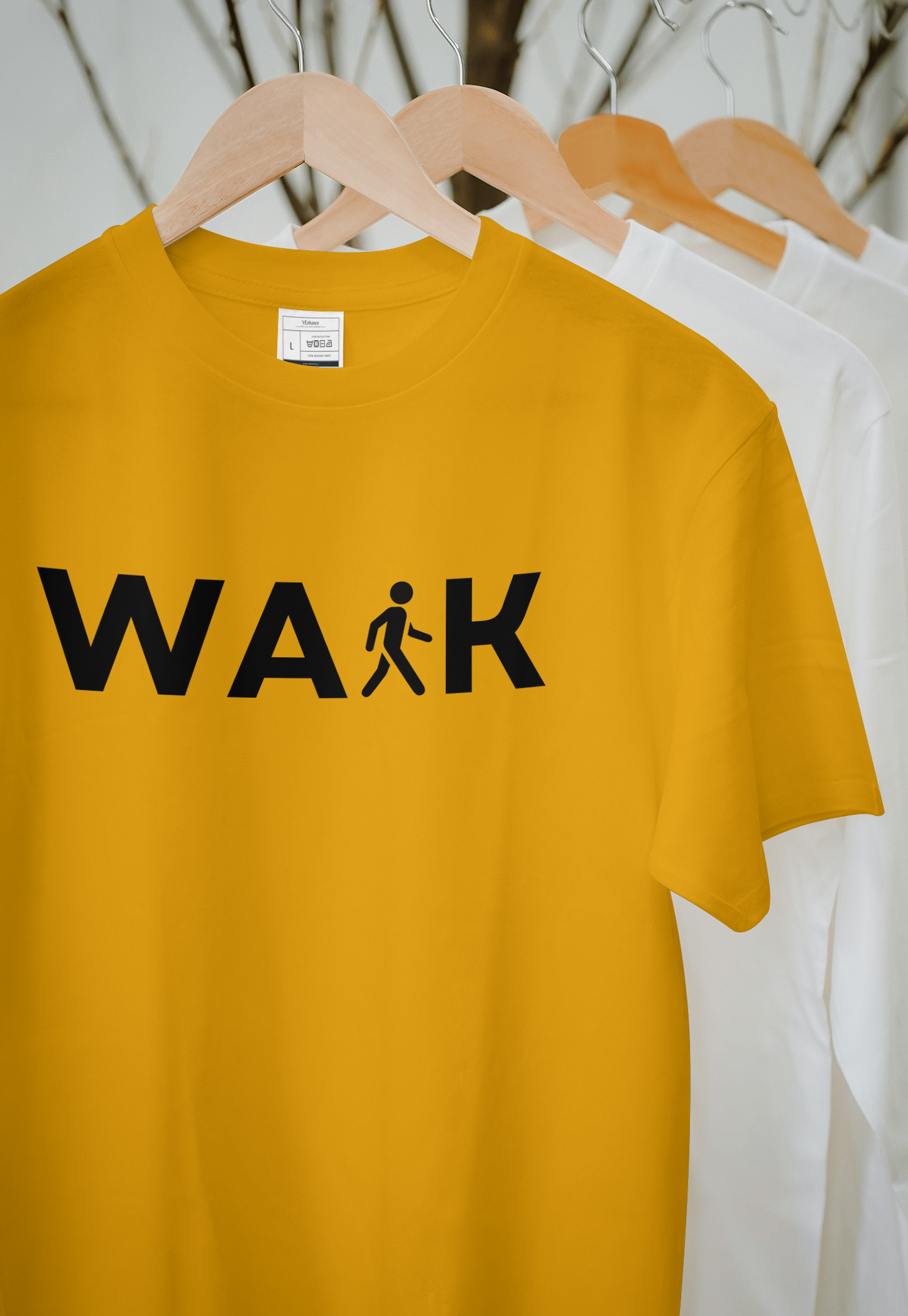 VEnhance T-Shirt, White Cotton, Short Sleeve, Casual Unisex Design