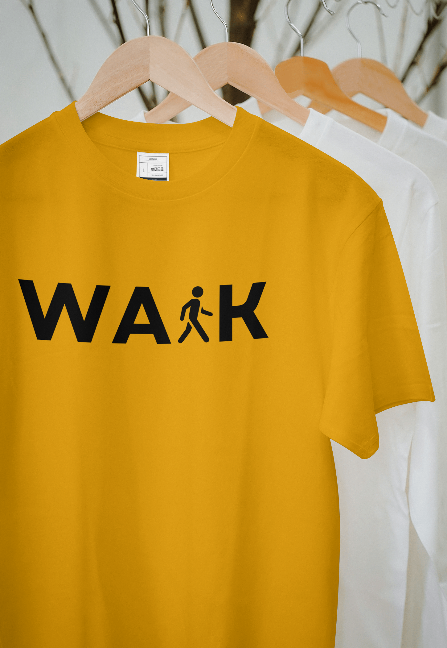 VEnhance T-Shirt, White Cotton, Short Sleeve, Casual Unisex Design
