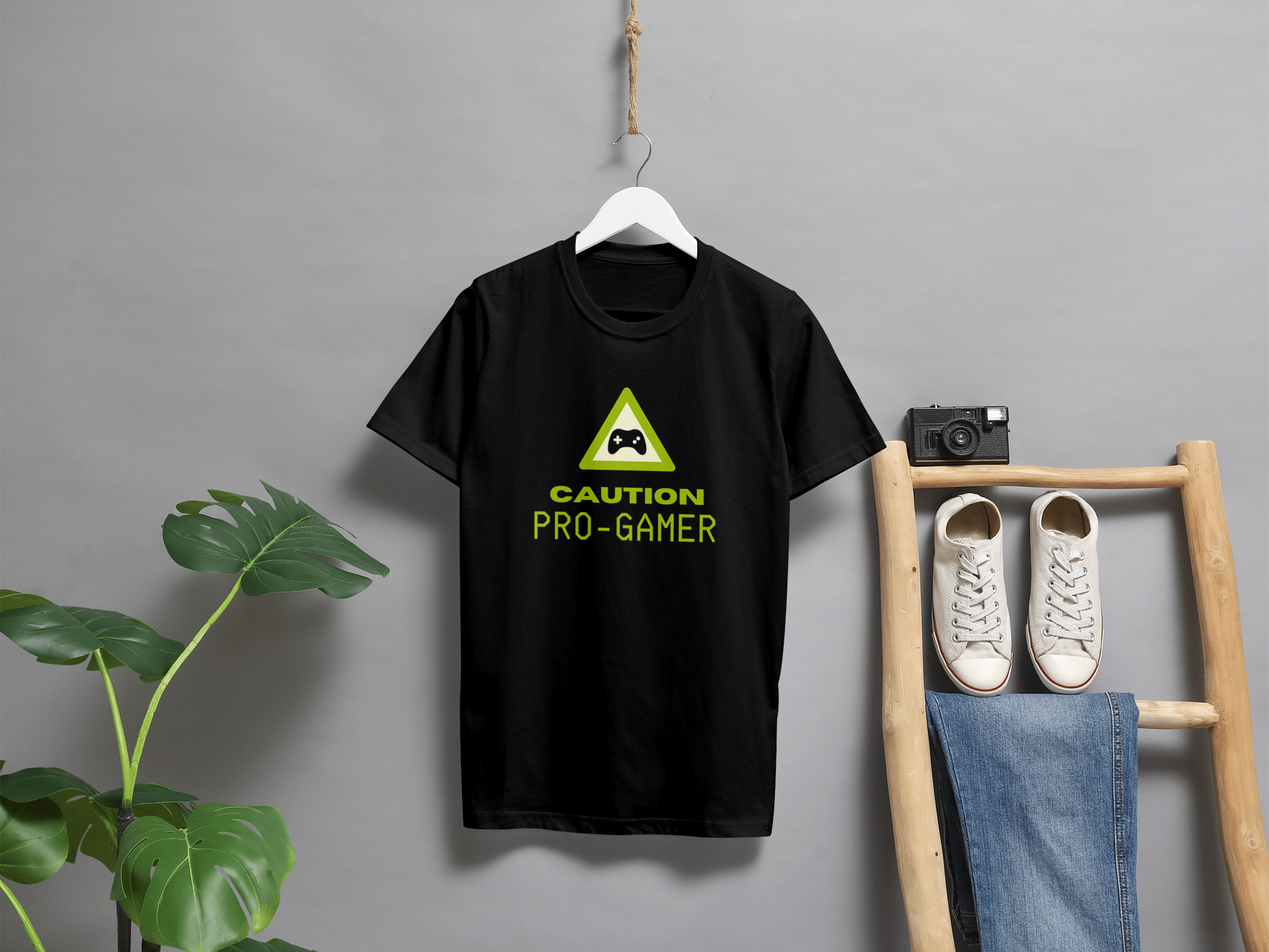 VEnhance Caution Pro-Gamer Graphic T-Shirt