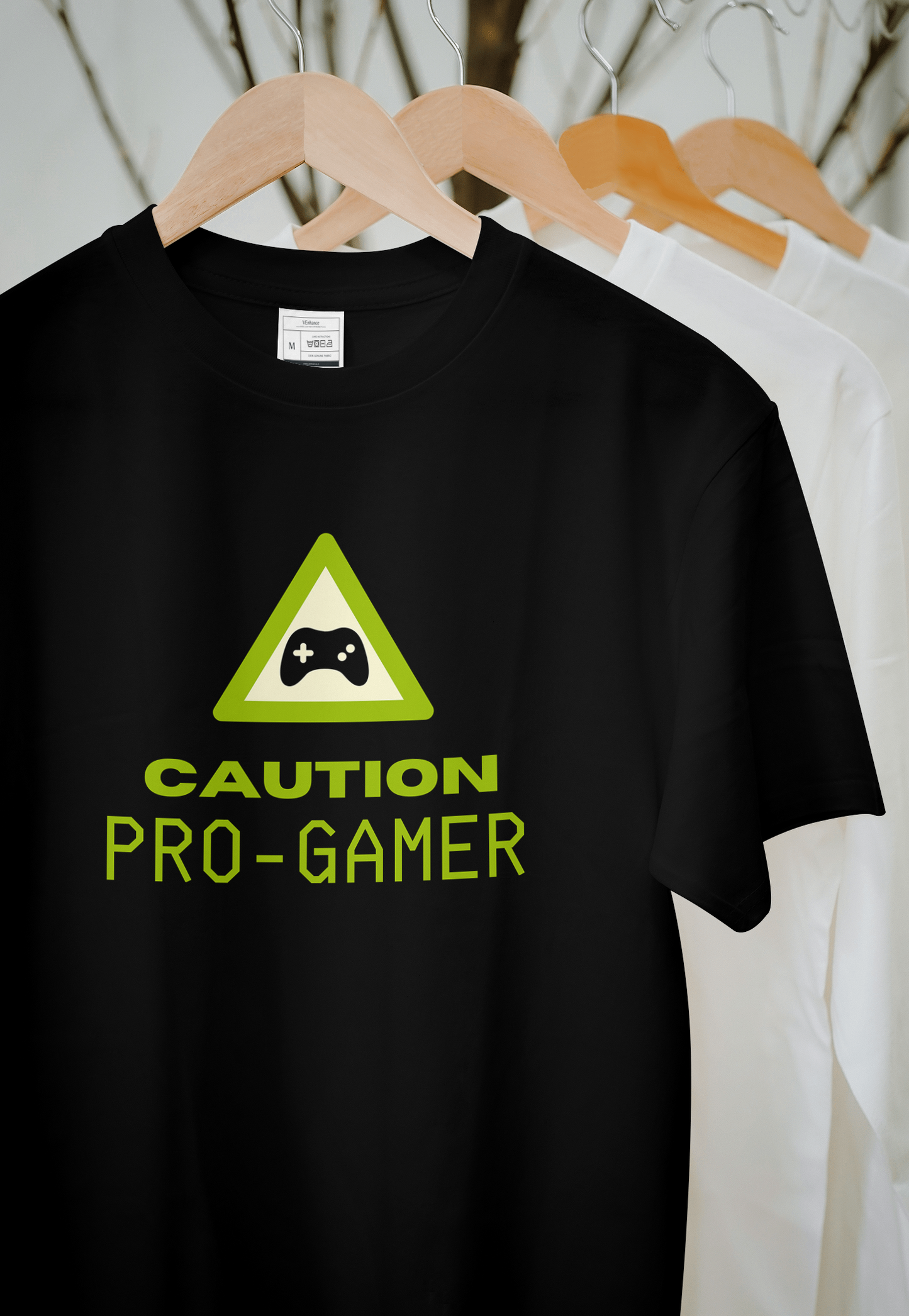 VEnhance Caution Pro-Gamer Graphic T-Shirt