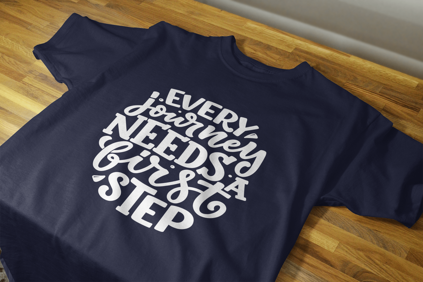 VEnahance Men's T-Shirt Inspirational Quote, Every Journey Needs a First Step, Red Cotton, Unisex Casual Short Sleeve