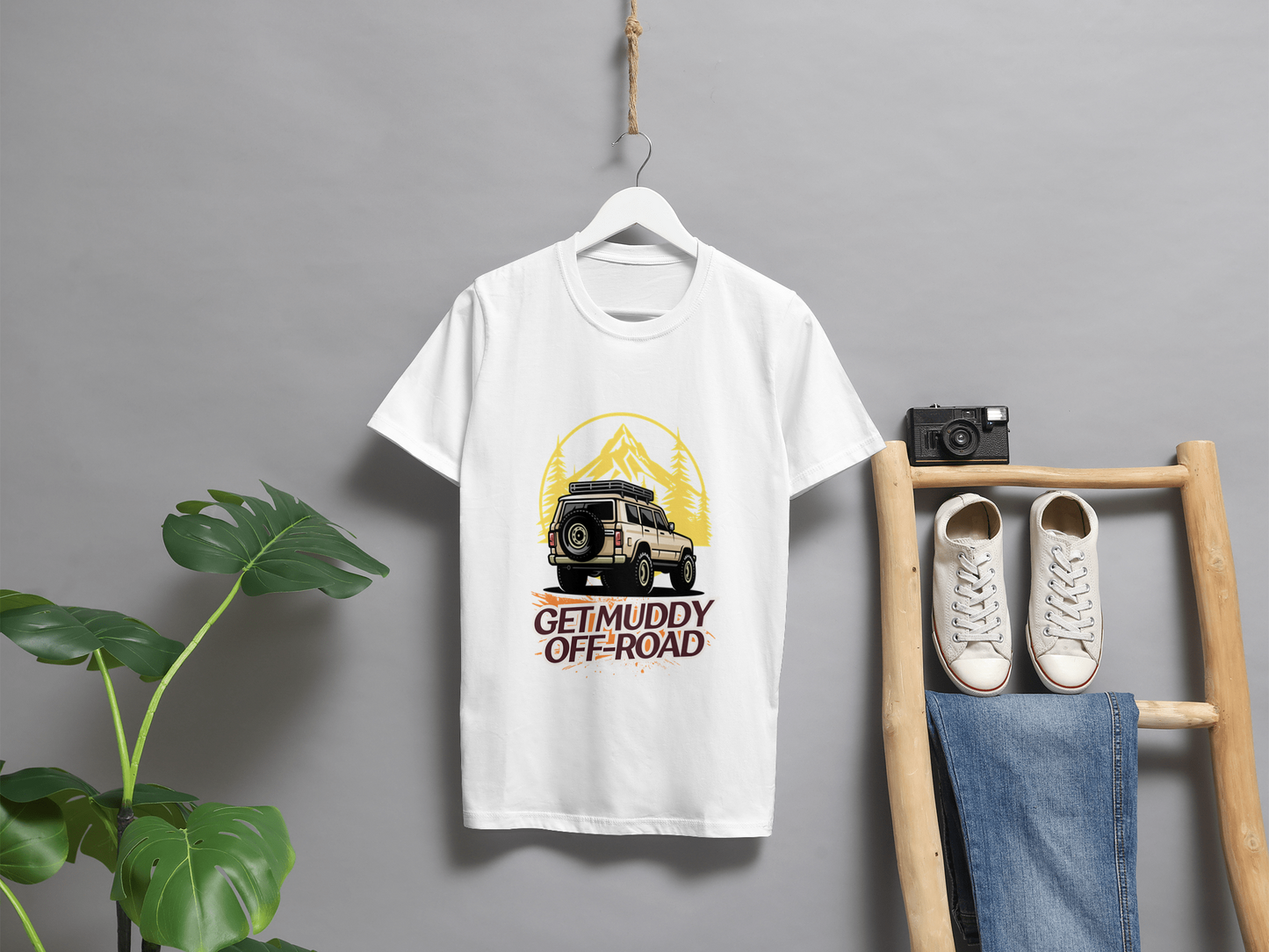 VEnhance Mens T-Shirt Get Muddy Off-Road Graphic T-Shirt, Black Cotton, Adventure 4x4 Design