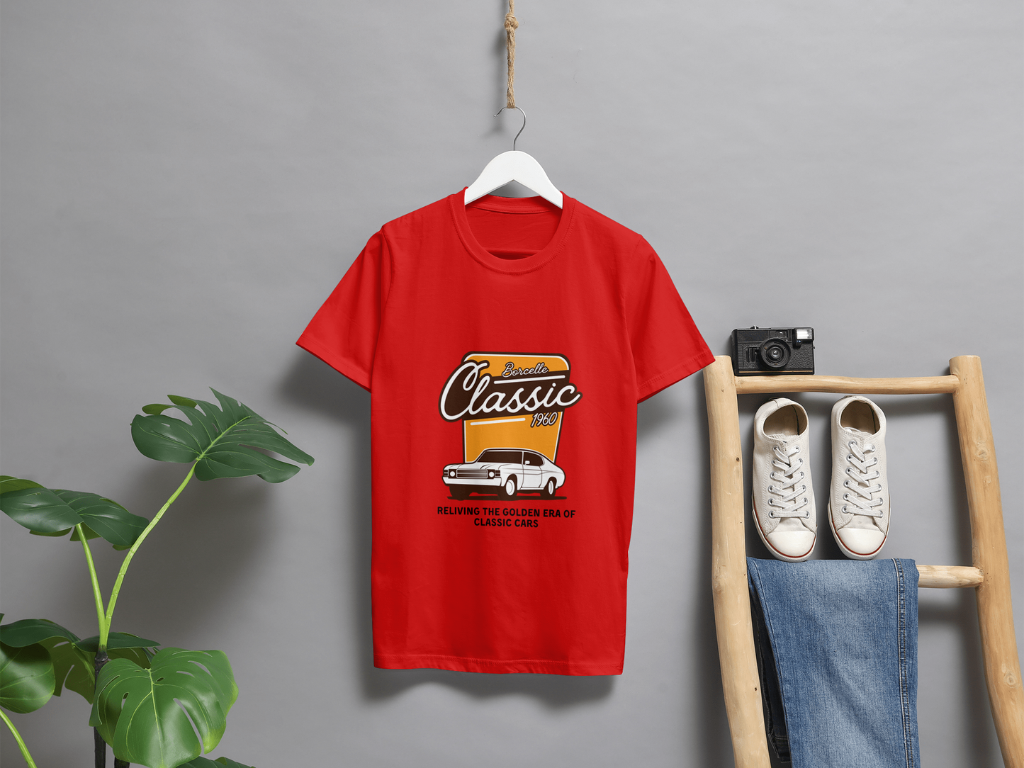 VEnhnace T-Shirt Classic Car,Cotton, Retro 1960 Design, Short Sleeve
