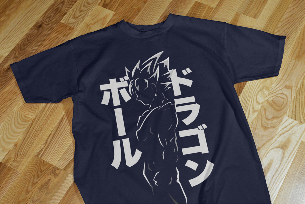 VEnhance T-Shirt Anime Dragon Ball Graphic, Japanese Text Design, Navy Blue, Cotton